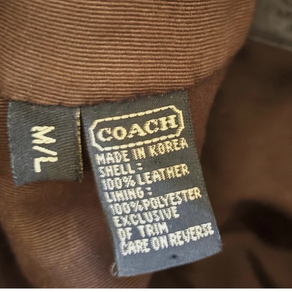 Coach Black with Brown Trim Leather Turnlock Bucket Hat Size M/L - Picture 2 of 4